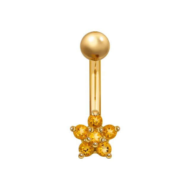 Пирсинг из жёлтого золота с цитринами (041961)