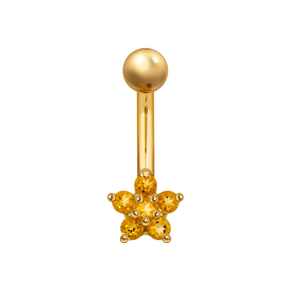 Пирсинг из жёлтого золота с цитринами (041961)