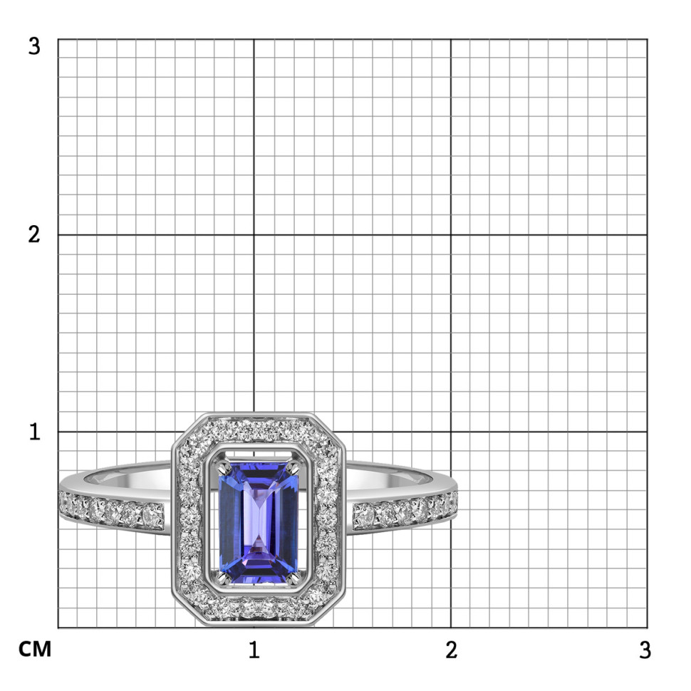Кольцо из белого золота с бриллиантами и танзанитом (061554)