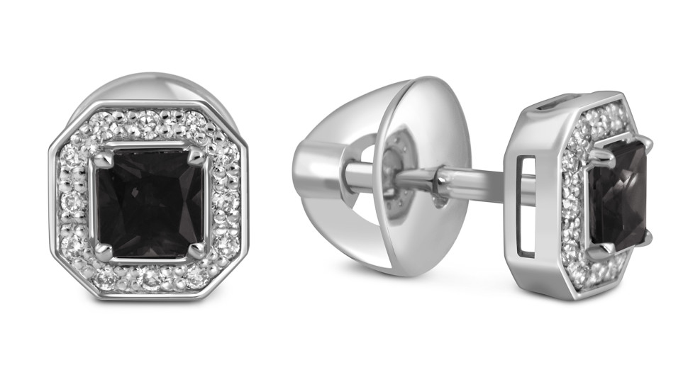 Серьги пусеты из платины с бриллиантами (054333)