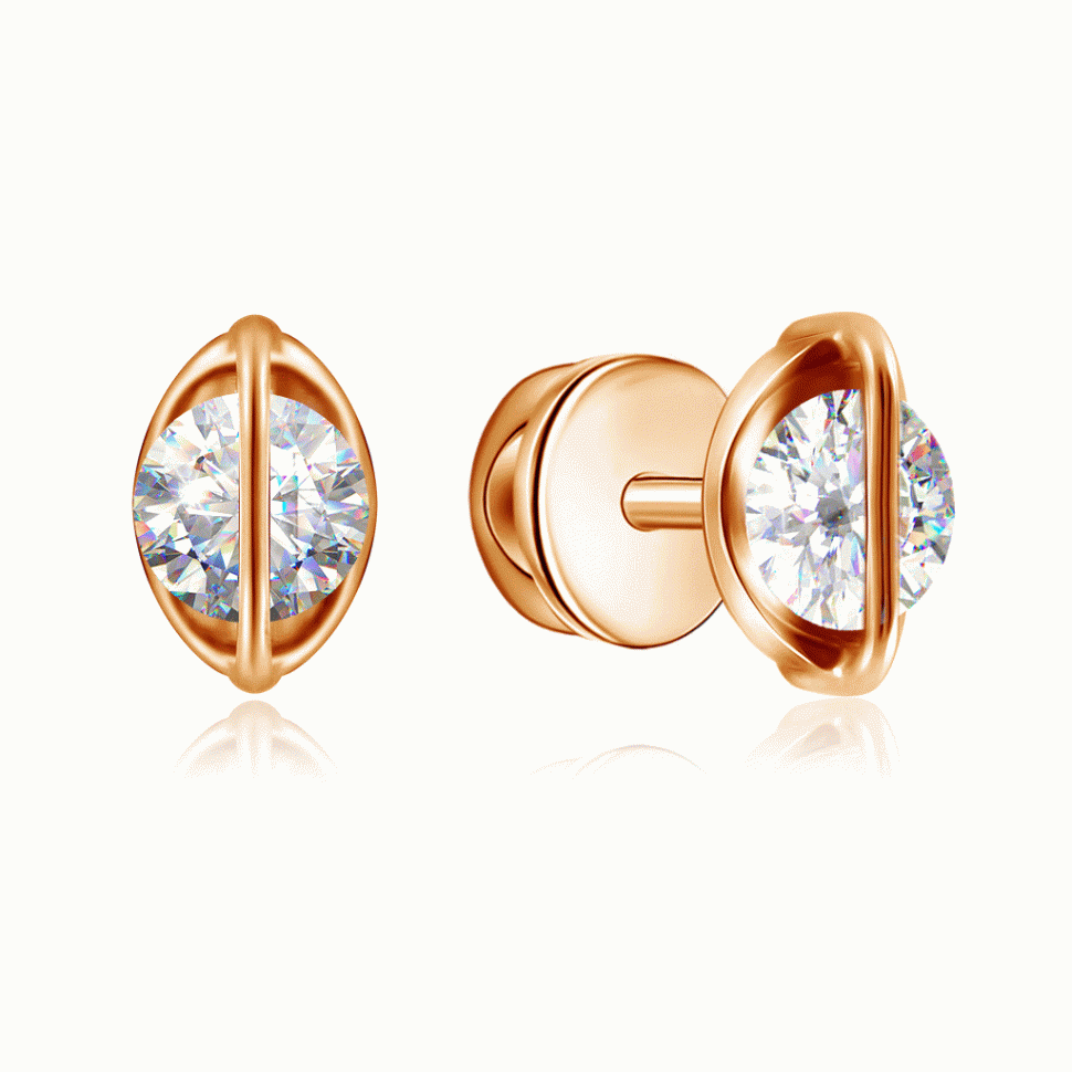 Серьги пусеты из красного золота 