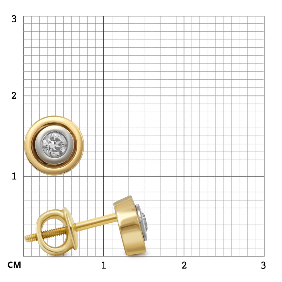 Серьги пусеты из комбинированного золота с бриллиантами (050412)
