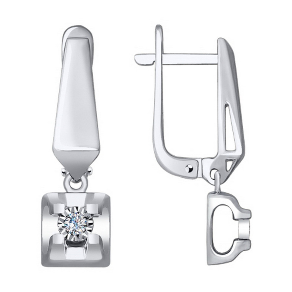 Серьги из белого золота с бриллиантами (040793)