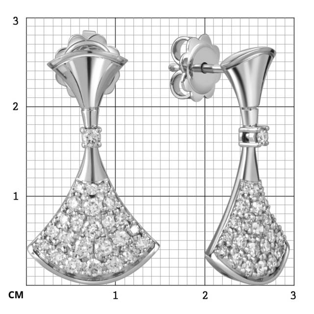Серьги из белого золота с бриллиантами (059601)