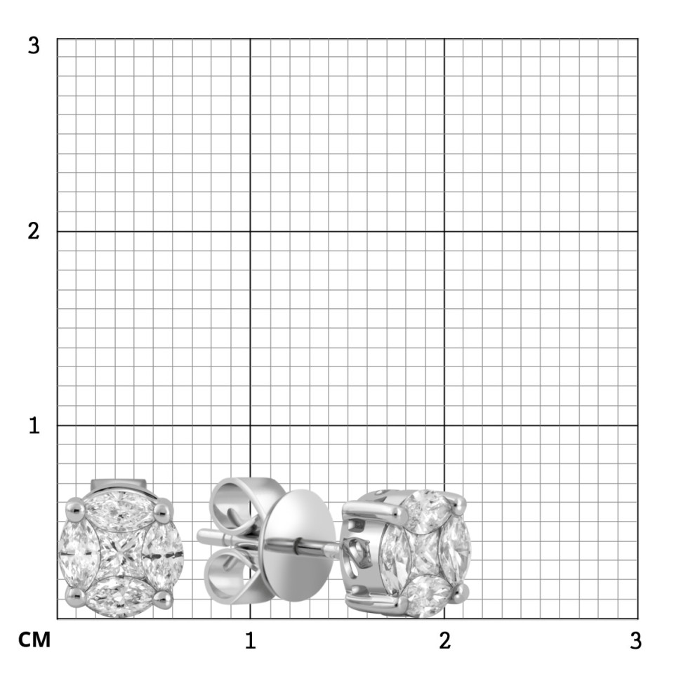 Серьги пусеты из белого золота с бриллиантами (042708)