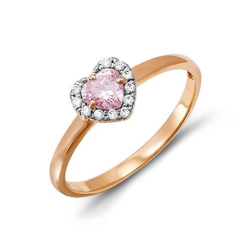 Детское кольцо из красного золота с цветными фианитами 