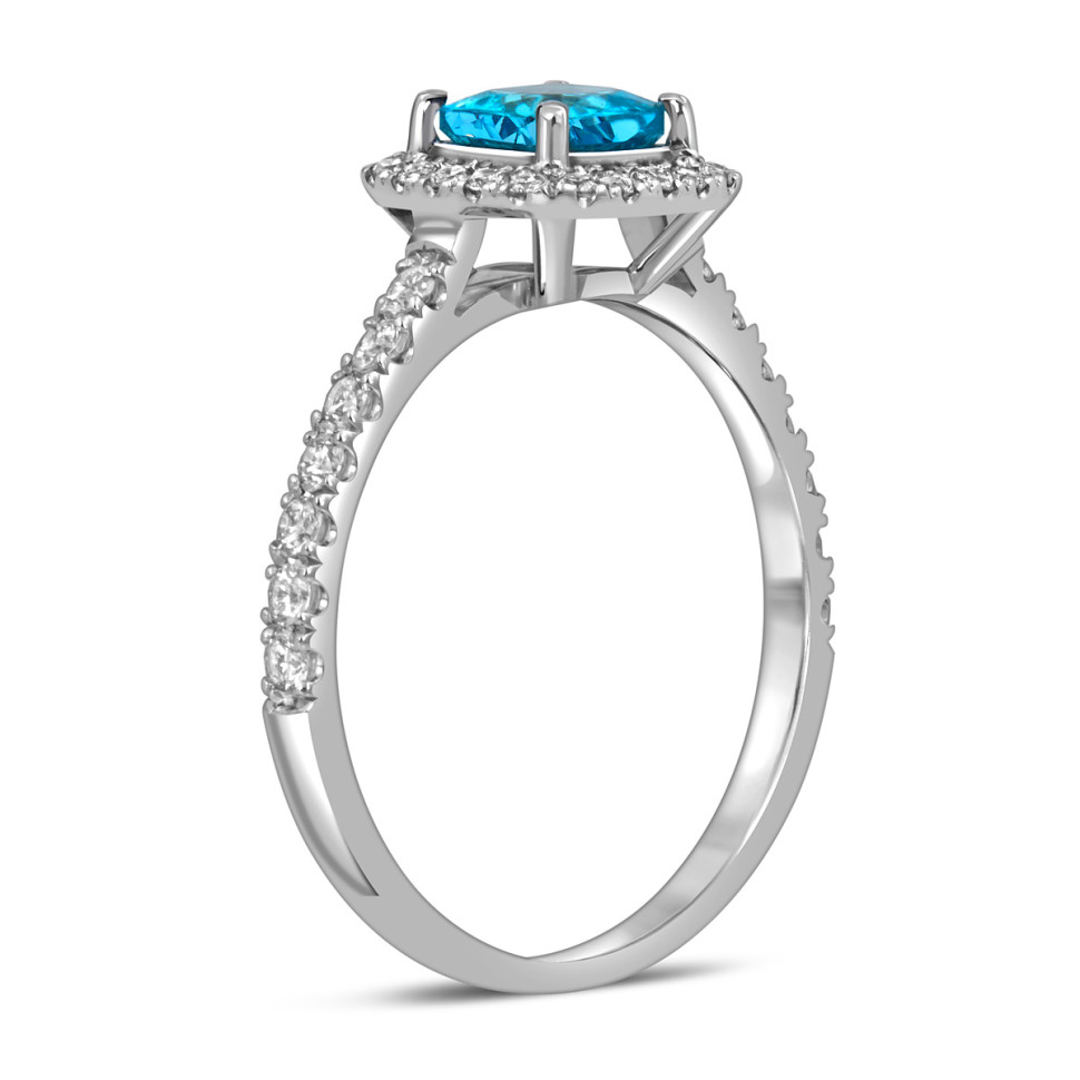 Кольцо из белого золота с бриллиантами и апатитом (058526)