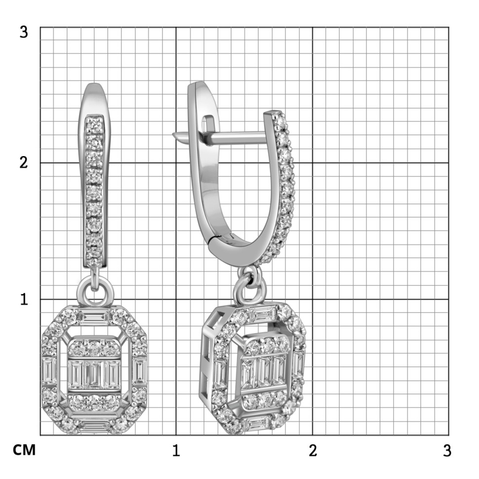 Серьги из белого золота с бриллиантами (051560)