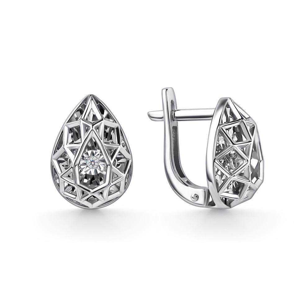 Серьги из белого золота с бриллиантами (063024)