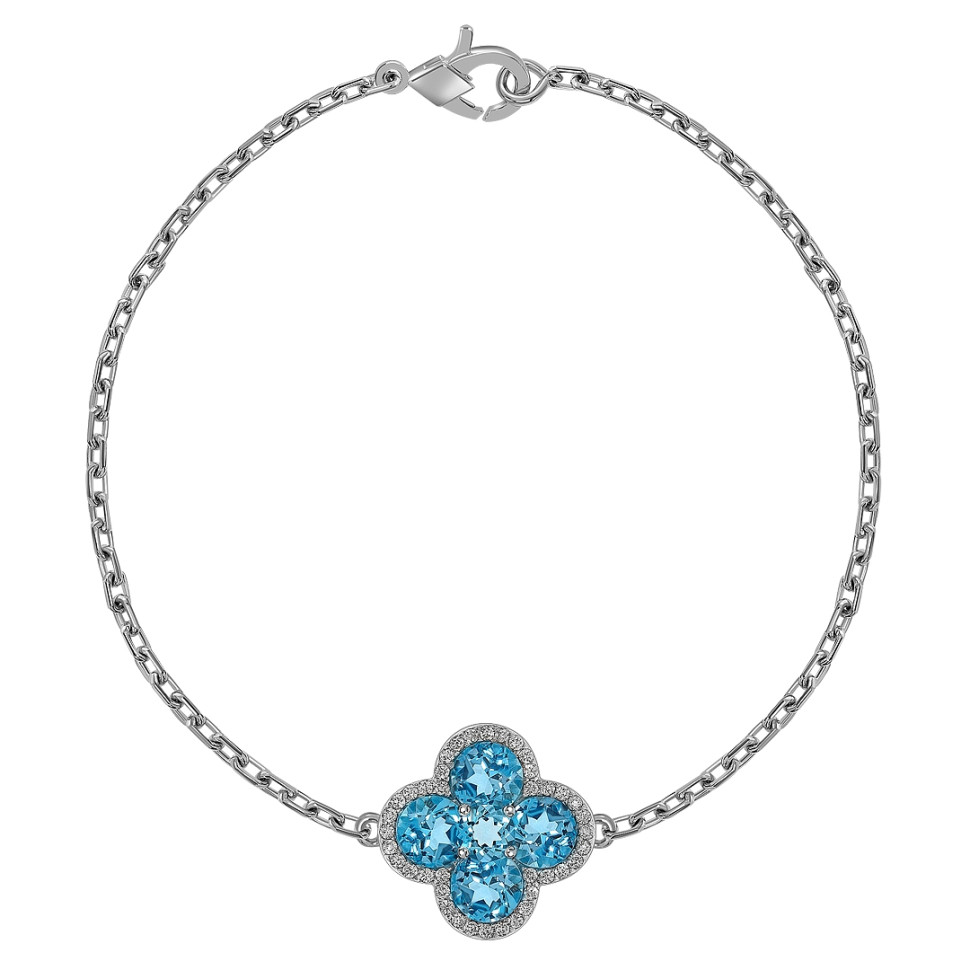Браслет из белого золота с бриллиантами и топазами (059175)