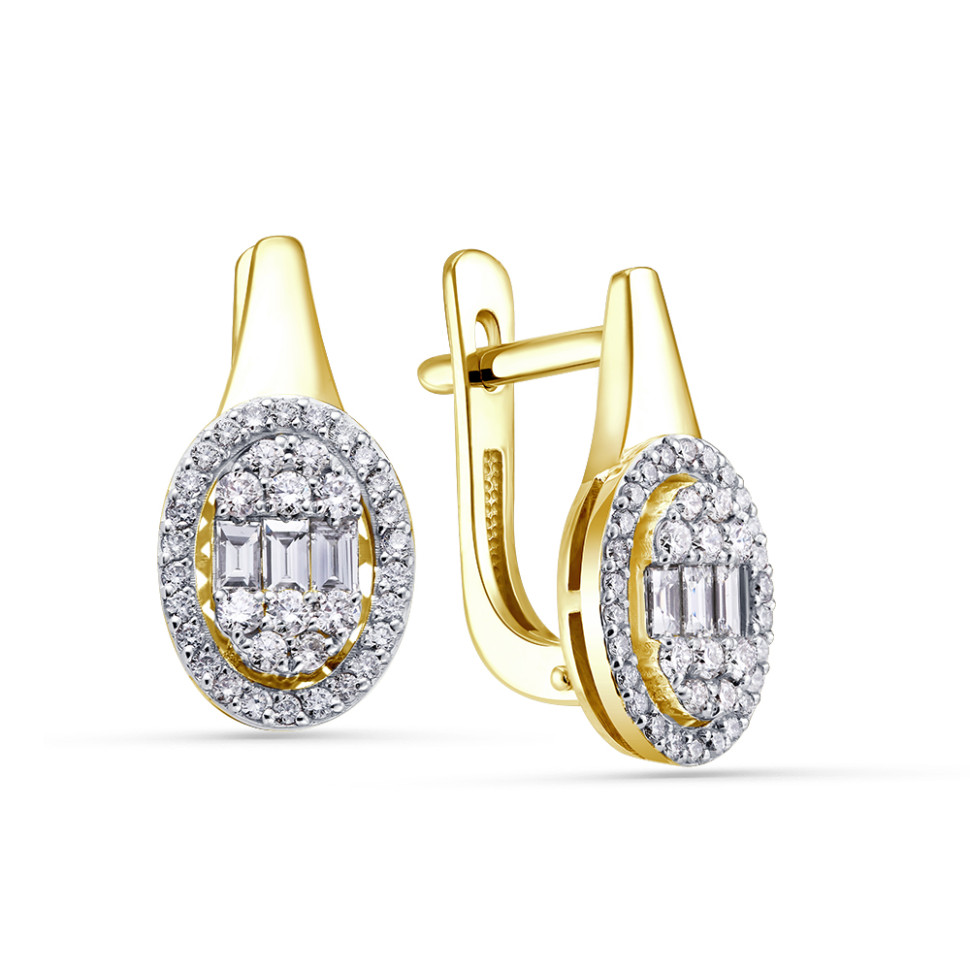 Серьги из жёлтого золота с бриллиантами (055837)