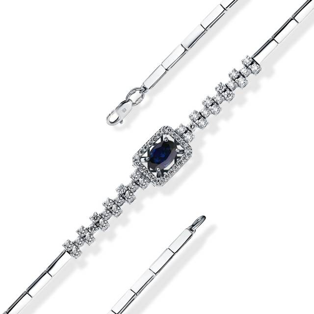 Браслет из белого золота с сапфиром и бриллиантами (063043)
