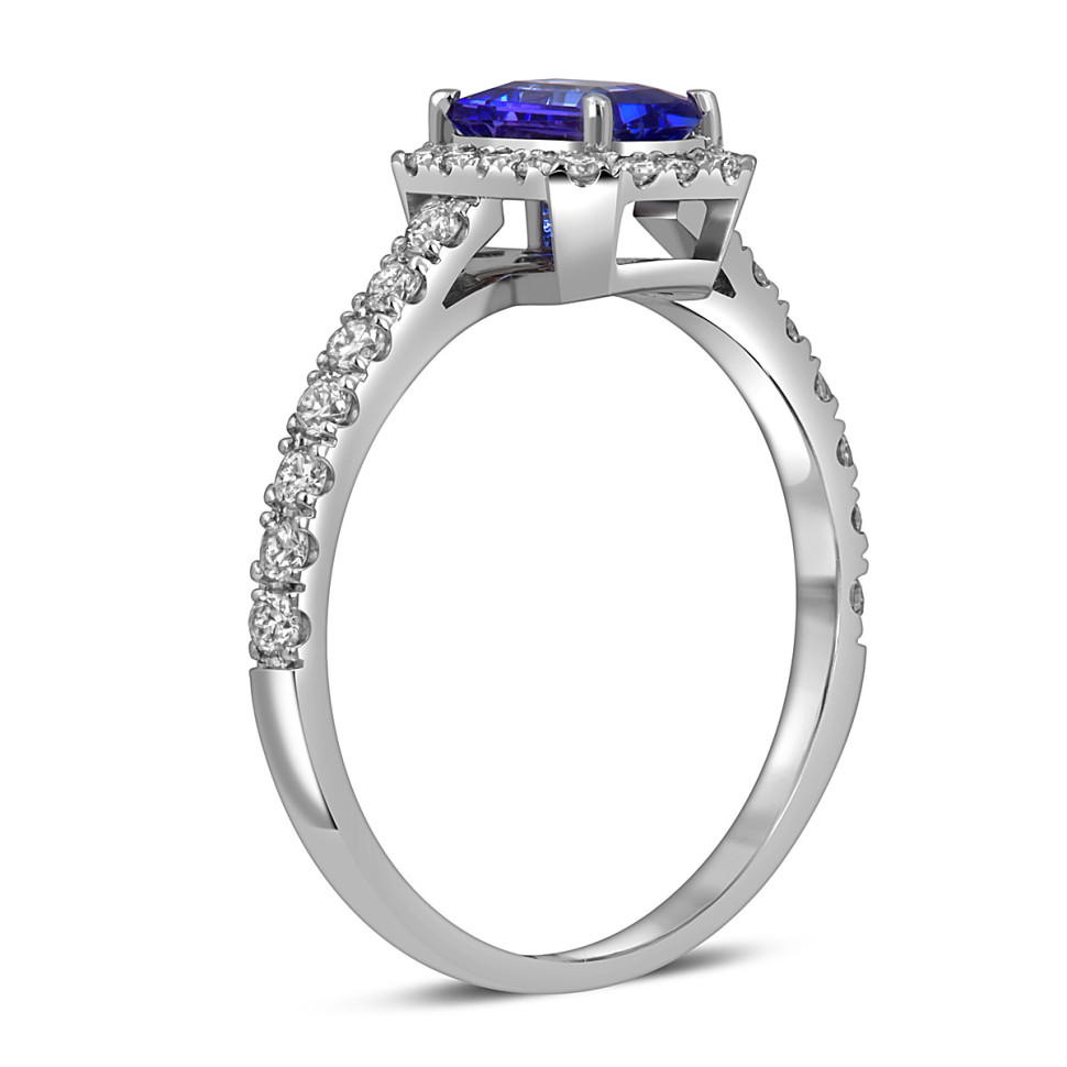 Кольцо из белого золота с бриллиантами и танзанитом (055100)