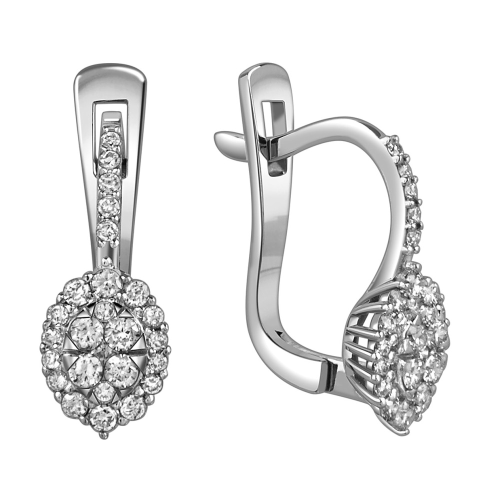 Серьги из белого золота с бриллиантами (059592)