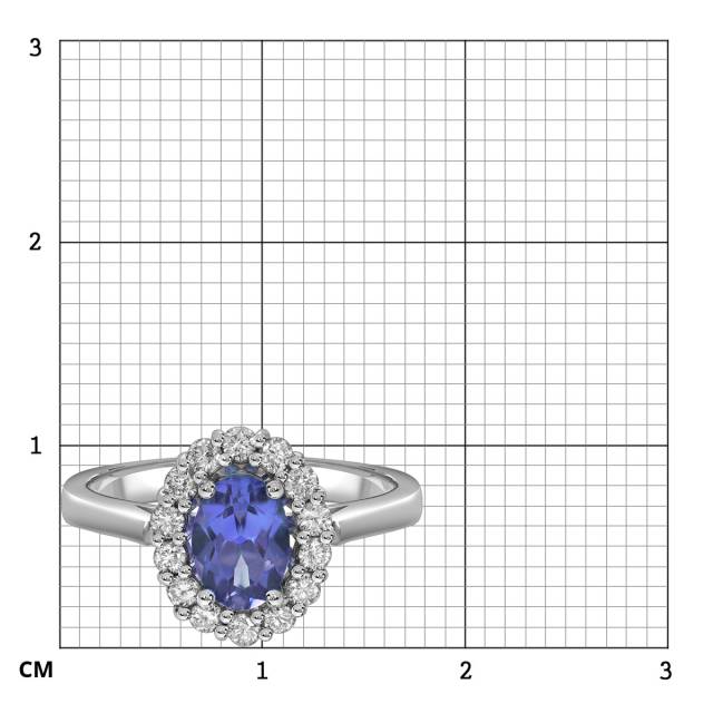 Кольцо из белого золота с бриллиантами и танзанитом (061603)