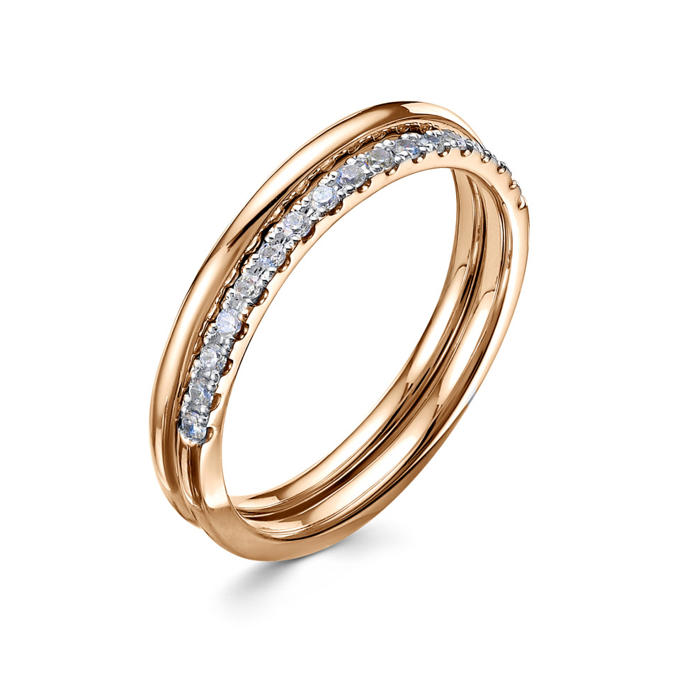 Кольцо из красного золота с бриллиантами (054213)