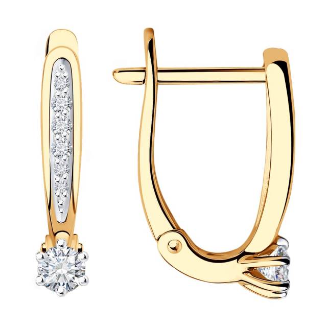 Серьги из красного золота с бриллиантами (048555)