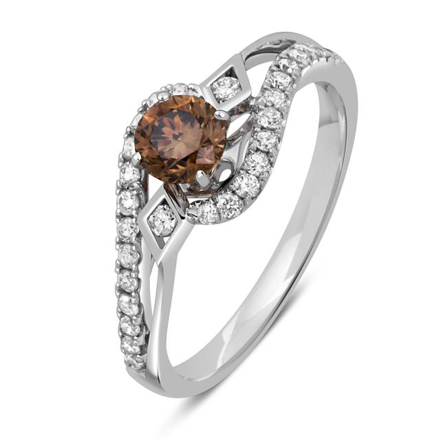 Помолвочное кольцо из белого золота с бриллиантами (048181)