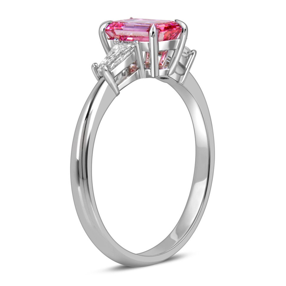 Помолвочное кольцо из белого золота с розовым бриллиантом  (060198)