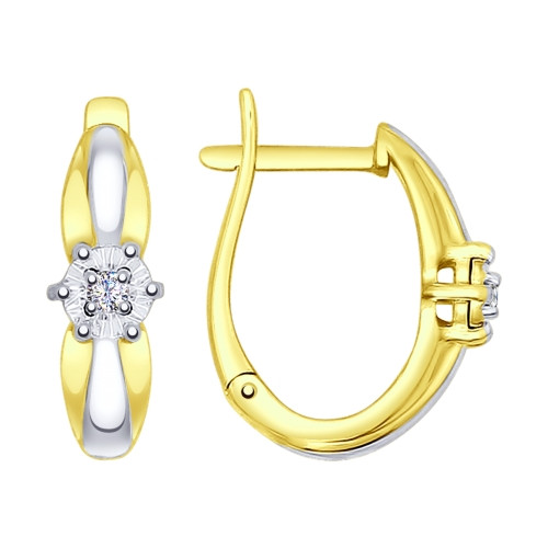 Серьги из комбинированного золота с бриллиантами (040790)