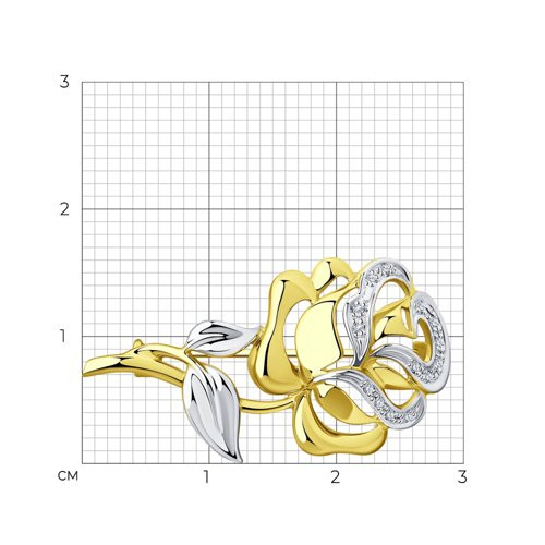 Брошь из жёлтого золота с бриллиантами (048666)