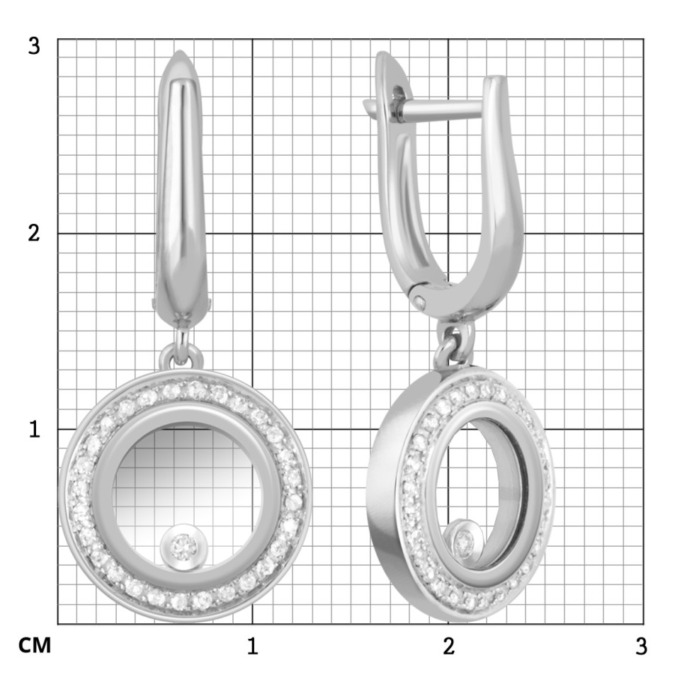 Серьги из белого золота с бриллиантами (039720)