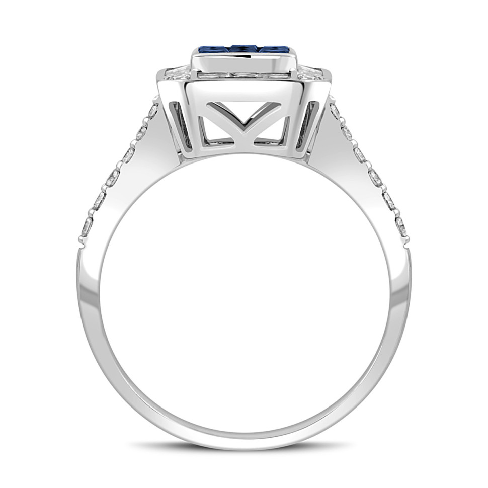 Кольцо из белого золота с бриллиантами и сапфирами (042722)