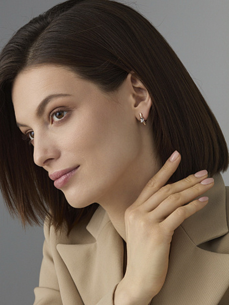 Серьги из красного золота с бриллиантами (061188)