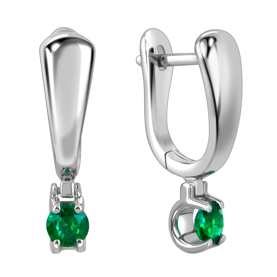 Серьги из белого золота с изумрудами (049053)