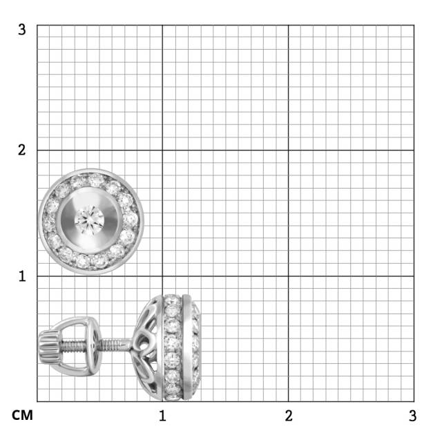 Серьги пусеты из белого золота с бриллиантами (039725)
