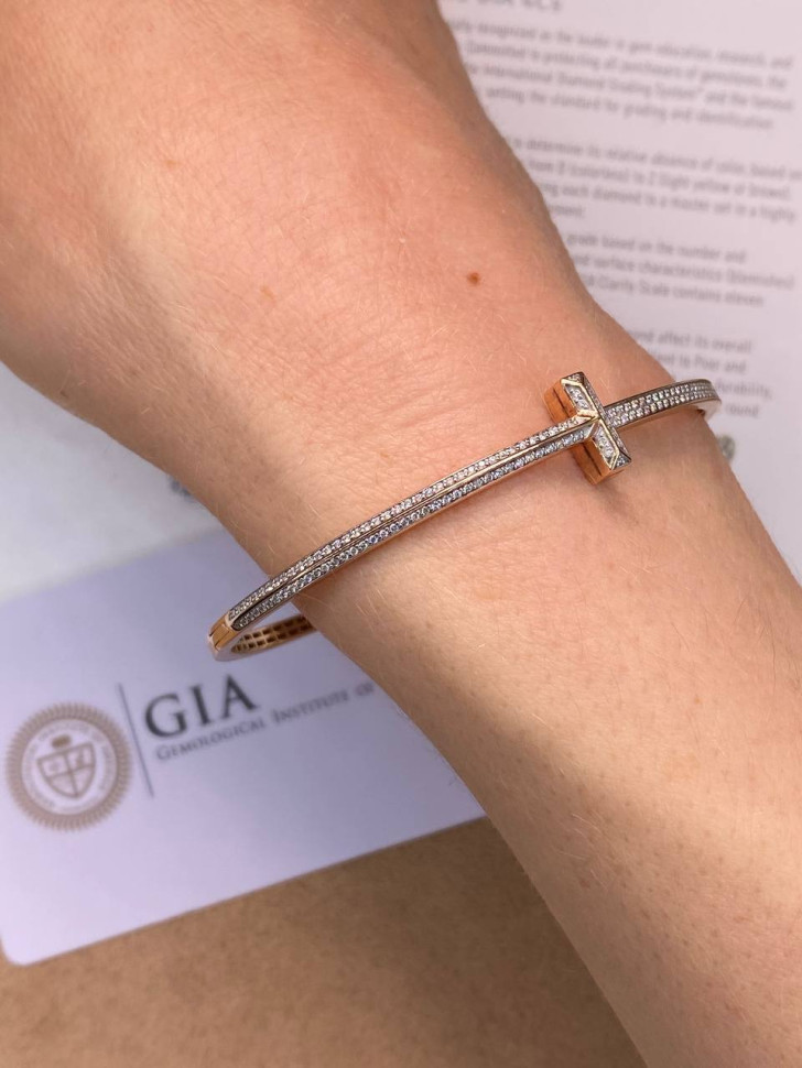 Браслет из красного золота с бриллиантами (052795)