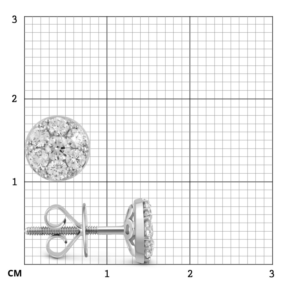 Серьги пусеты из белого золота с бриллиантами (045894)