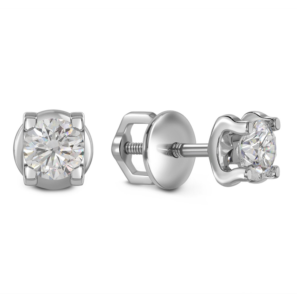 Серьги пусеты из белого золота с бриллиантами (059090)