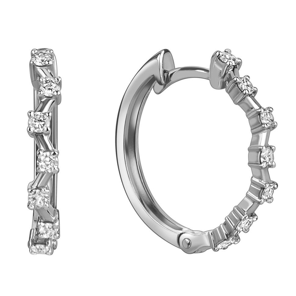 Серьги конго из белого золота с бриллиантами (058512)