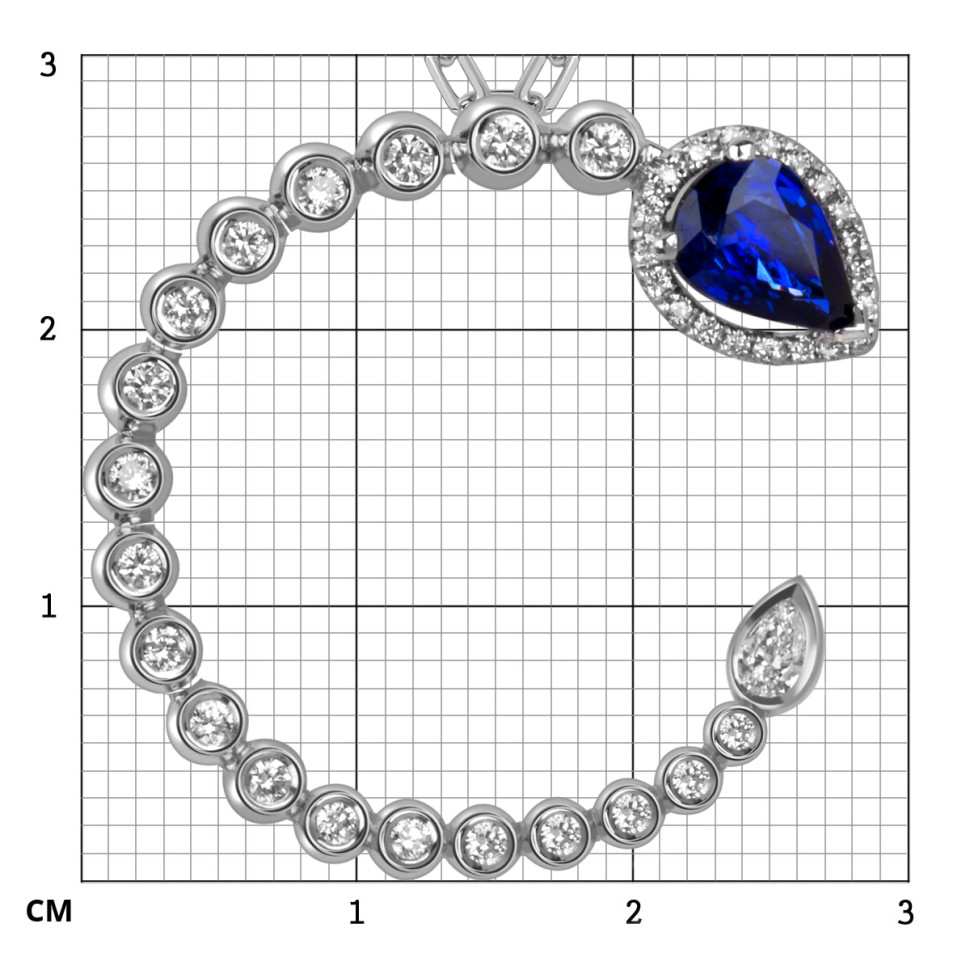 Колье из белого золота с бриллиантами и сапфиром (060253)