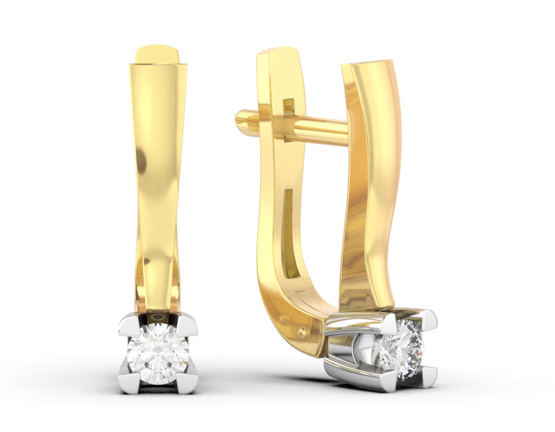 Серьги из жёлтого золота с бриллиантами (053137)