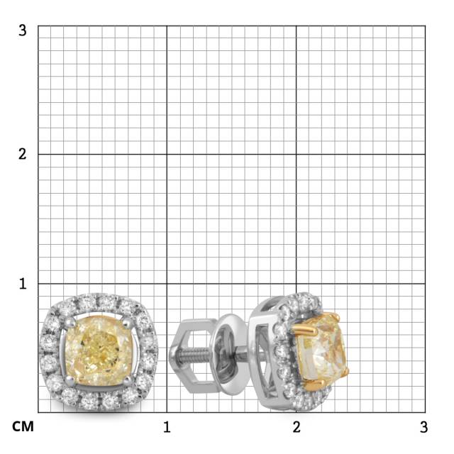 Серьги пусеты из белого золота с бриллиантами (054350)