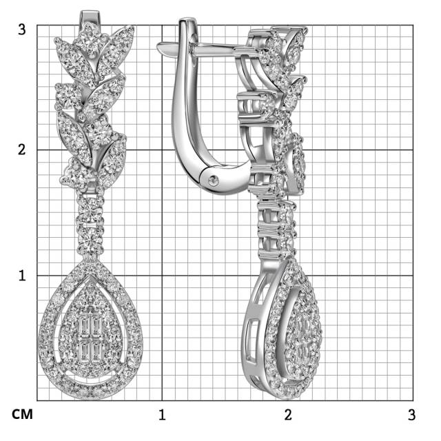 Серьги из белого золота с бриллиантами (061637)