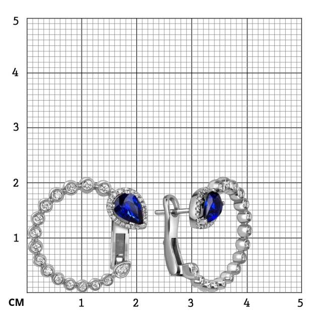 Серьги из белого золота с бриллиантами и сапфирами (060145)