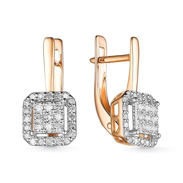 Серьги из красного золота с бриллиантами (060592)