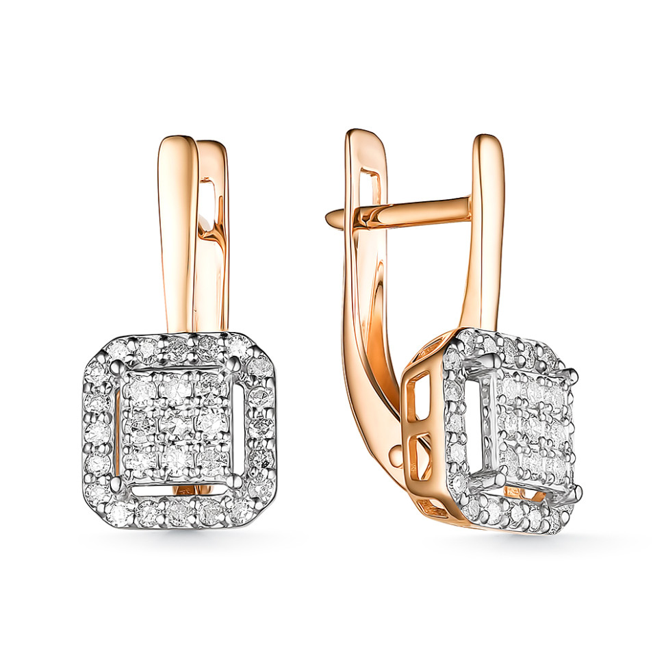 Серьги из красного золота с бриллиантами (060592)