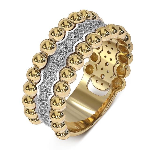 Кольцо из комбинированного золота с бриллиантами (061671)