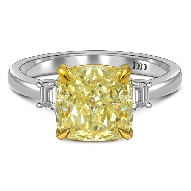 Помолвочное кольцо из белого золота с жёлтым бриллиантом (063211)