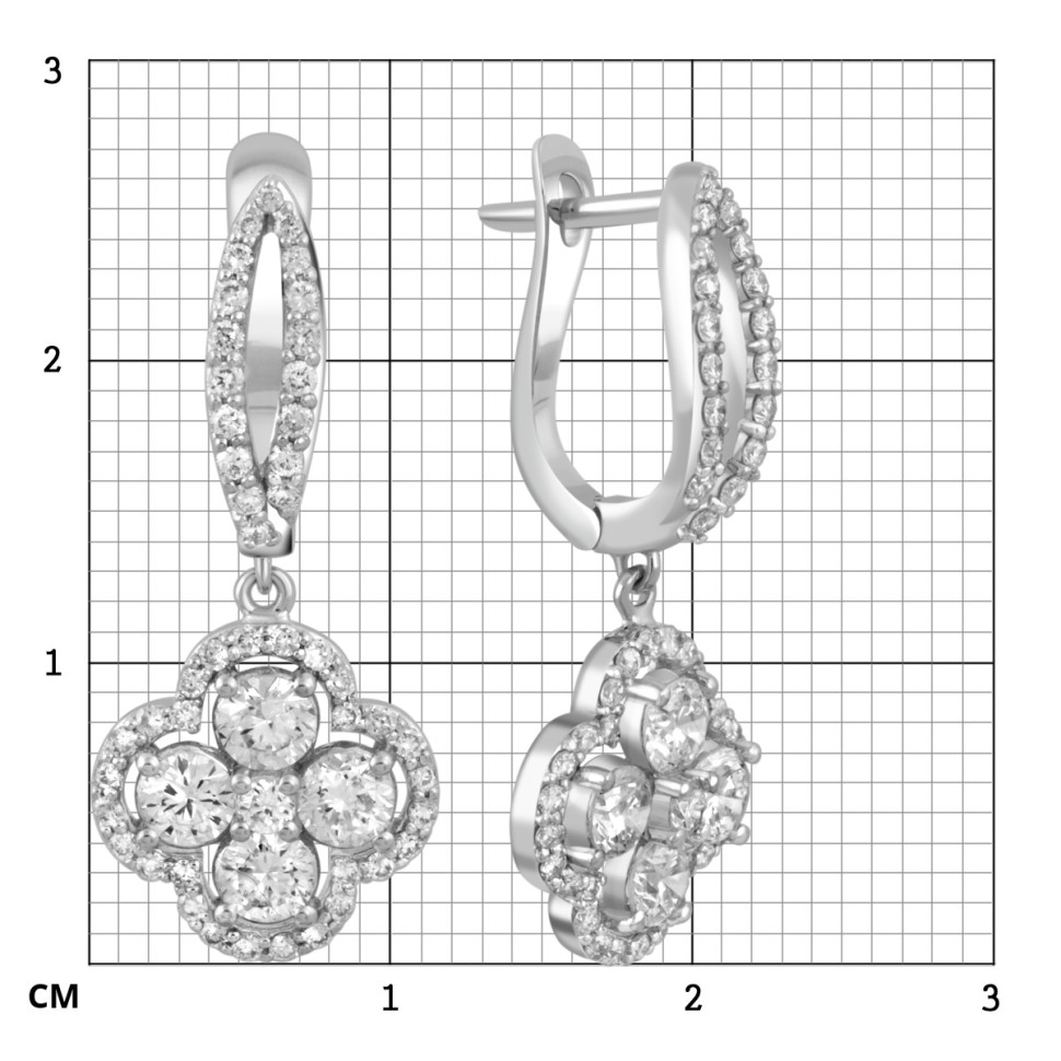 Серьги из белого золота с бриллиантами (025368)