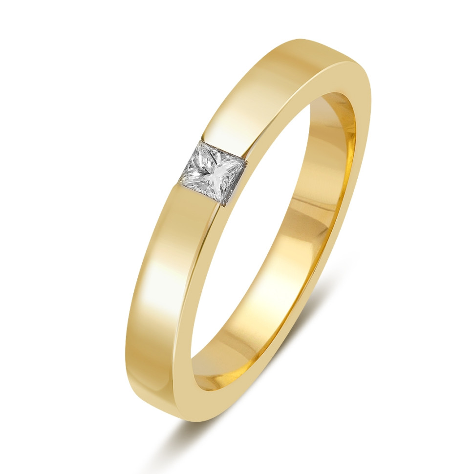 Обручальное кольцо из жёлтого золота с бриллиантом (054307)