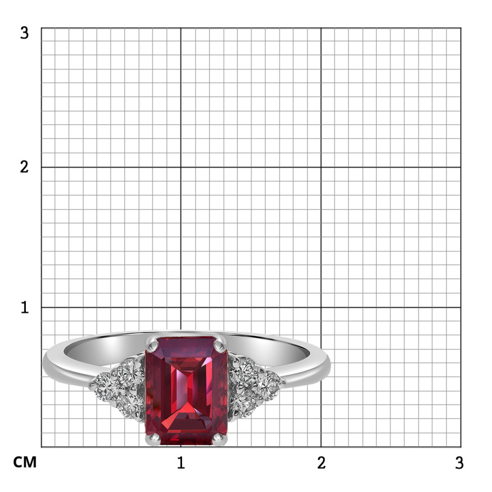 Кольцо из белого золота с бриллиантами и турмалином (062655)