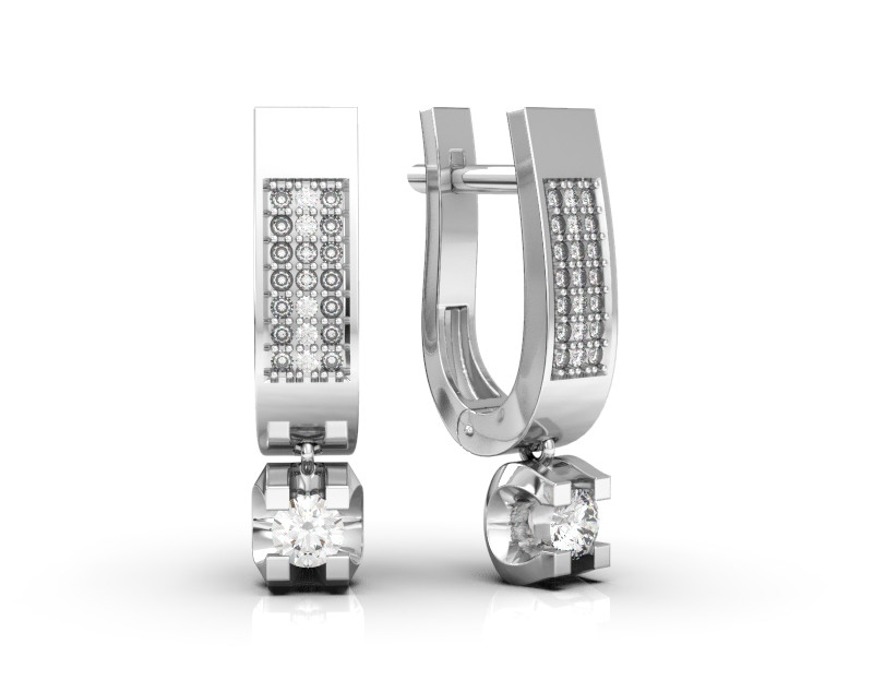 Серьги из белого золота с бриллиантами (052971)