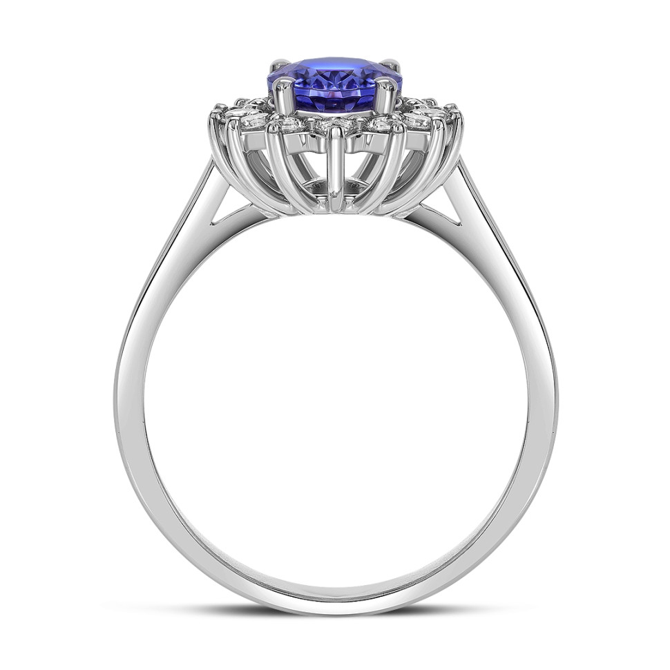 Кольцо из белого золота с бриллиантами и танзанитом (061602)