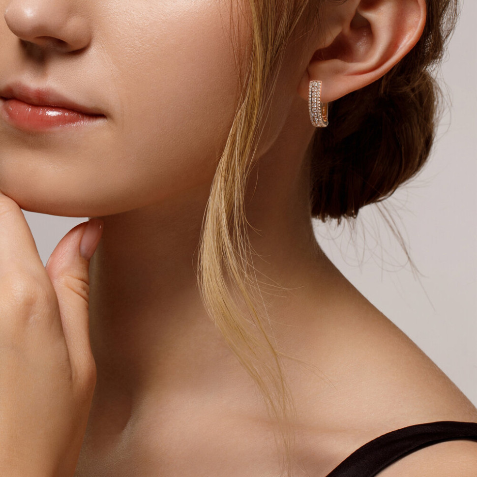 Серьги из красного золота с бриллиантами (052799)