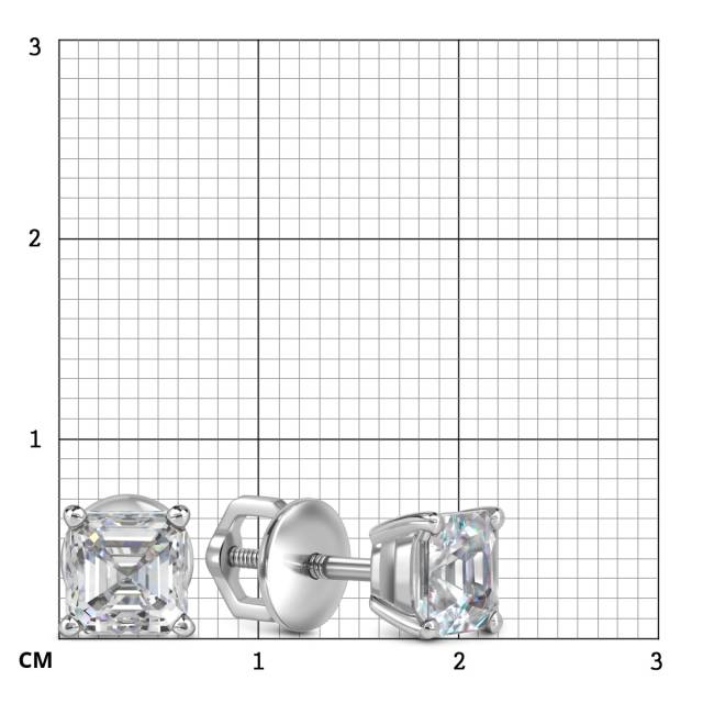Серьги пусеты из белого золота с цирконами (060341)